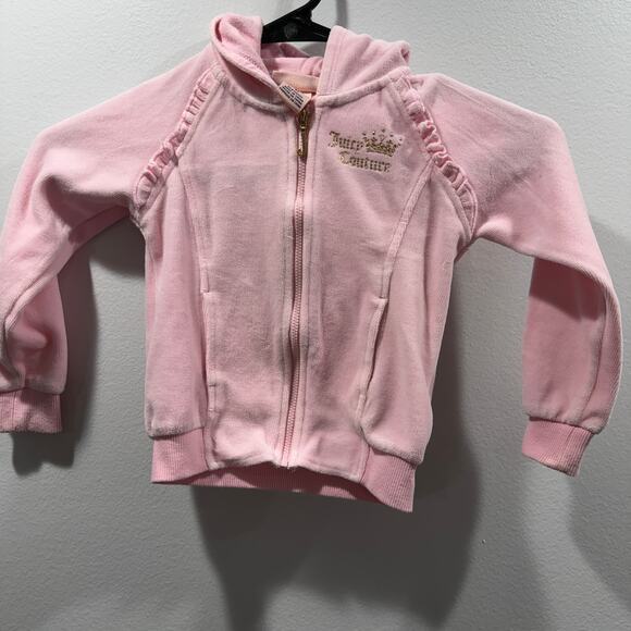 Juicy Couture Pink Velour Girls Zip Up Tracksuit Top Size 3T EUC - Picture 1 of 5